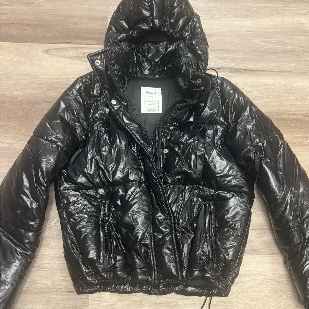 GAP Shiny Black Puffer Jacket
